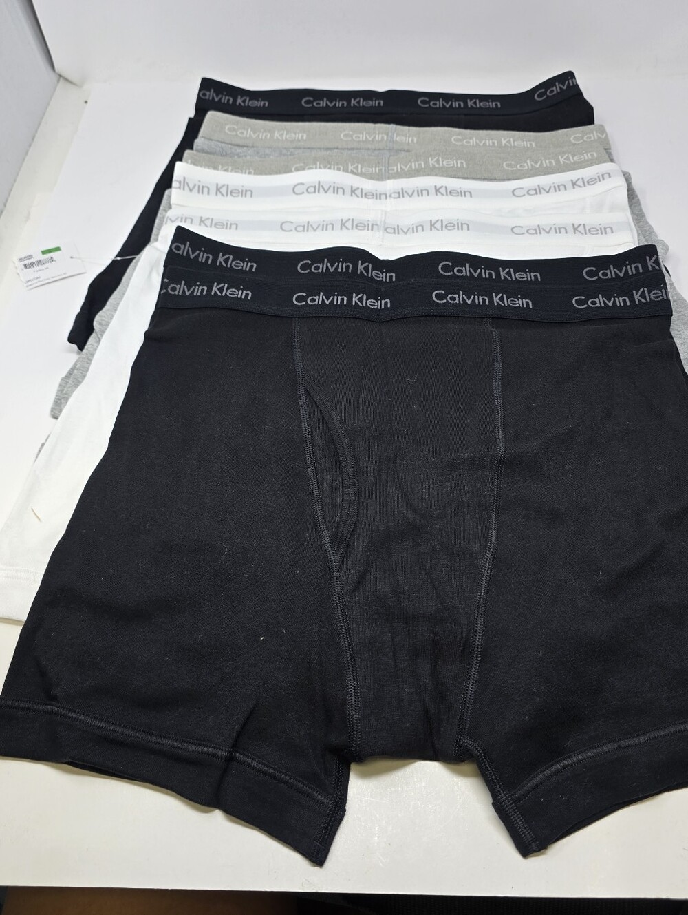 Calvin Klein Mens Large 100% Cotton 7 Pairs Black White Gray Briefs Boxer